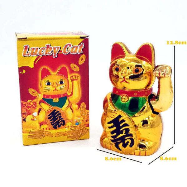 Gold Feng Shui Maneki Neko Winke Katze Klein 12.8cm – Bild 2