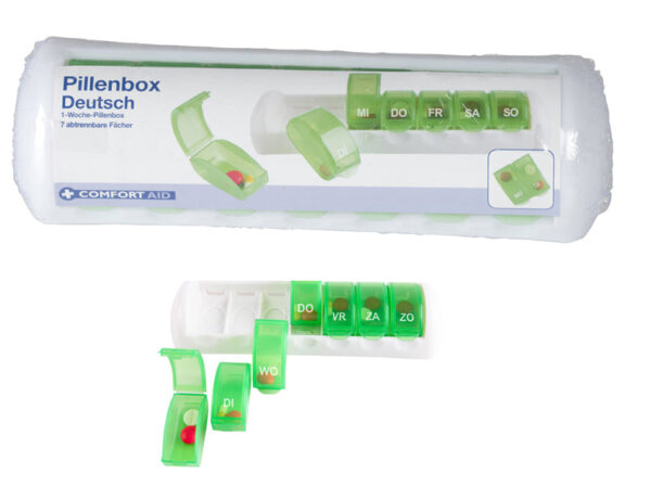 Pillenbox für 7 Tage, abtrennbare Fächer