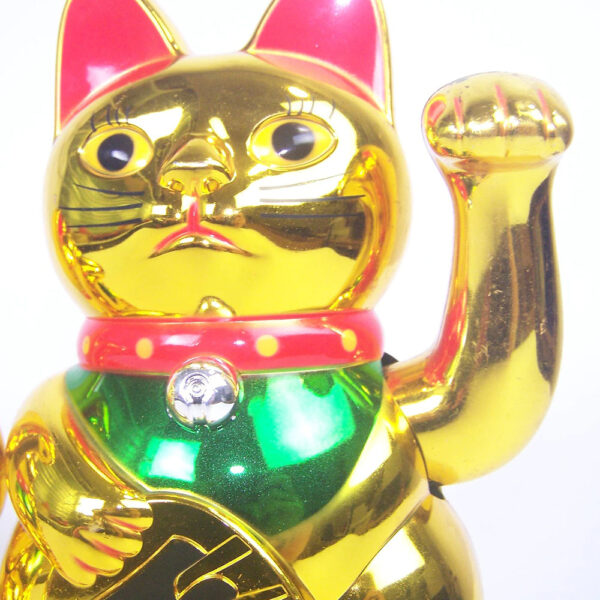Gold Feng Shui Maneki Neko Winke Katze Klein 12.8cm – Bild 4