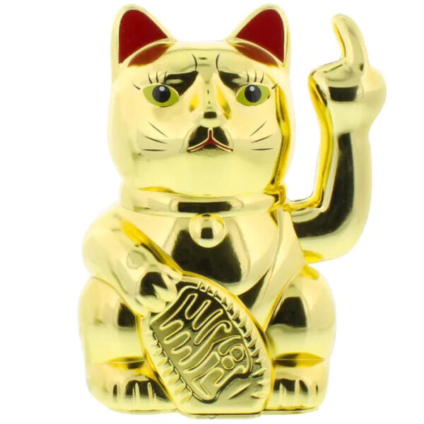 Winkekatze Stinkefinger, gold, 15 cm – Bild 2
