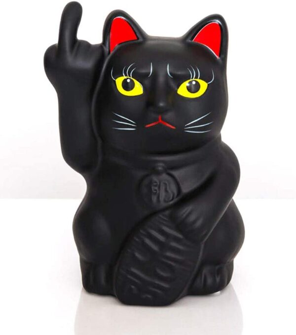Stinkekatze, Winkekatze schwarz als Spardose aus Keramik – Bild 3