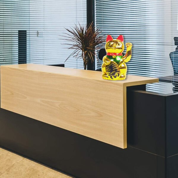Gold Feng Shui Maneki Neko Winke Katze Klein 12.8cm – Bild 6