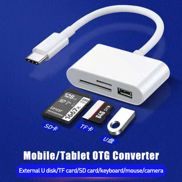 Type C Micro USB OTG Card Reader 3in1 SD/MicroSD/USB – Bild 4