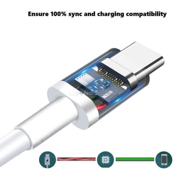 USB-C Lade & Daten Kabel für Android Geräte 1m in Weiss – Bild 3