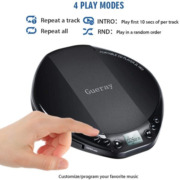Gueray Tragbarer CD Player mit HiFi-verlustfreie Klangqualität – Bild 4