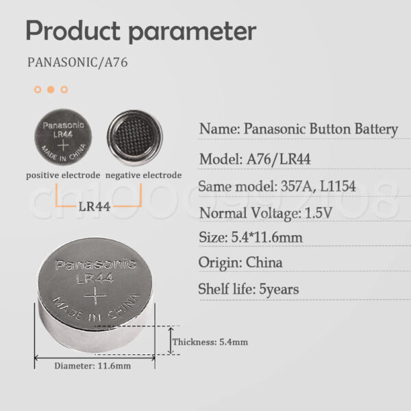 Panasonic LR44 LR 44 A76 AG13 1,5 V Knopfzelle 10er Set oder einzeln. – Bild 3