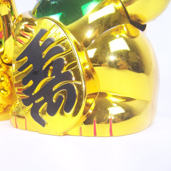 Gold Feng Shui Maneki Neko Winke Katze Klein 12.8cm – Bild 7