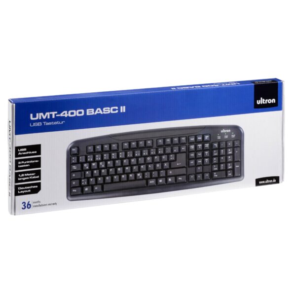 Tastatur ultron UMT-400 Basic II USB schwarz – Bild 2