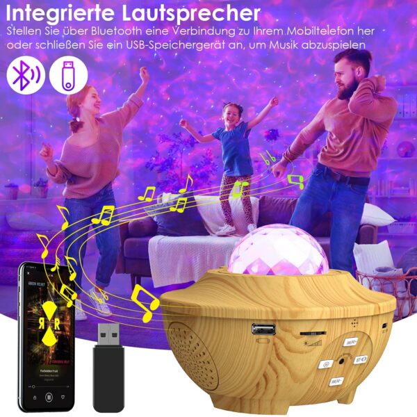 LED Projektor Sternenhimmel, 3 in 1 Galaxy Light, Sternenlicht Stern Projektor mit Bluetooth Lautsprecher – Bild 3