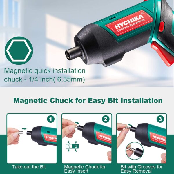 Akkuschrauber 2000mAh HYCHIKA 3,6V Li-Ion mit 20 Zubehörteilen – Bild 6