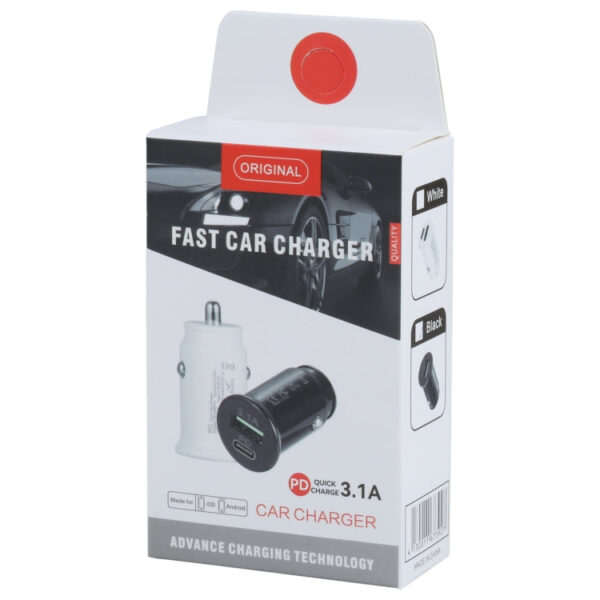 3.1A PD USB-C / Typ-C + USB-Schnittstelle Mini Fast Charging-Autoladegerät – Bild 3