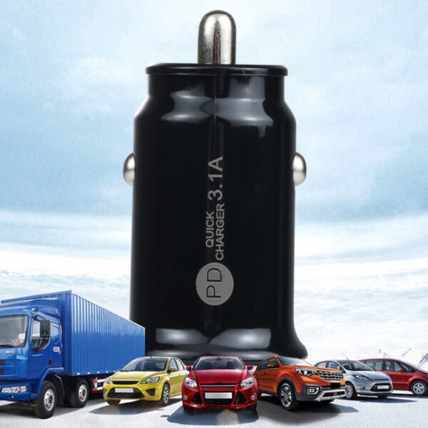 3.1A PD USB-C / Typ-C + USB-Schnittstelle Mini Fast Charging-Autoladegerät – Bild 7