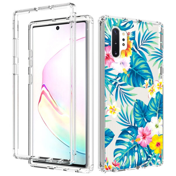 Für Samsung Galaxy Note 10 plus 2 in 1 hohe transparente lackierte stoßfeste PC + TPU-Schutzhülle (Bananenblatt)