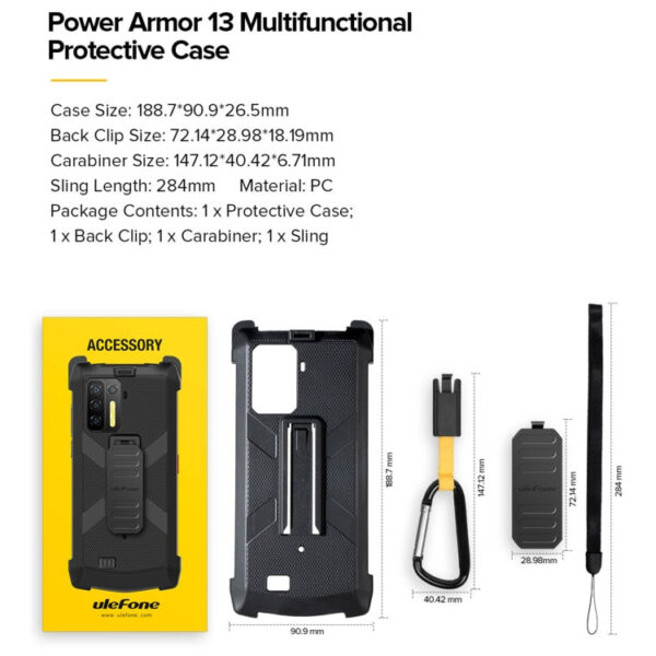 Für Ulefone Power Armor 13 Multifunktionale TPU + PC-Schutzhülle mit Rückenclip & Karabiner – Bild 3