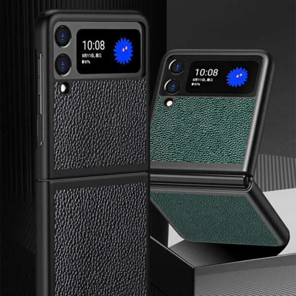 Für Samsung Galaxy Z Flip3 5G Litschi-Textur All Inclusive Stoßfest Schutzhülle (grün) – Bild 2