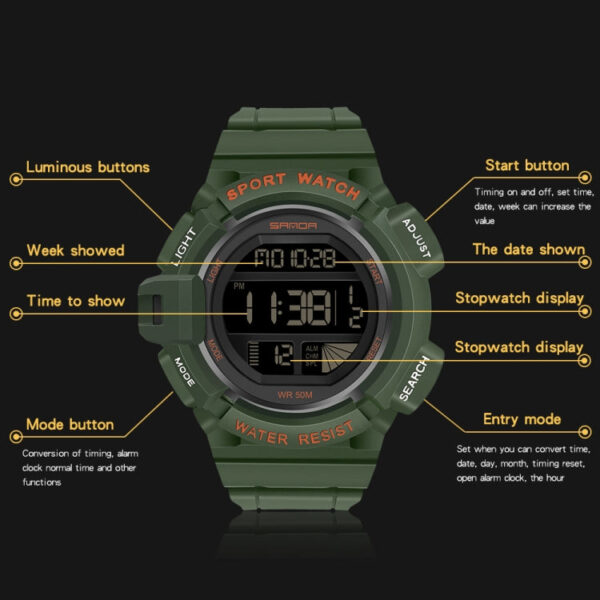 Sanda 2106 Sport Armbanduhr mit LED Digitalanzeige – Bild 2