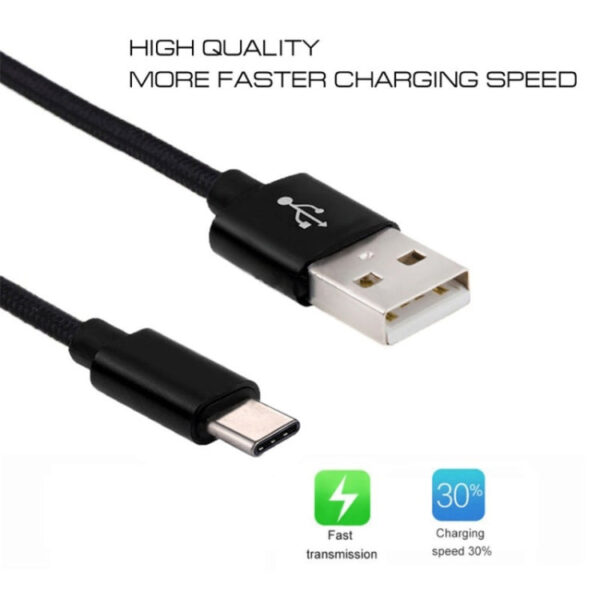 USB-C Nylon geflochtenes Daten & Ladekabel 2m Lang – Bild 2