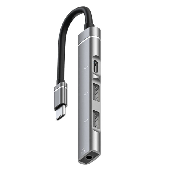 USB-C / Type-C auf 3,5 mm + 2USB + Type-C HUB-Dockingstation (Grau)