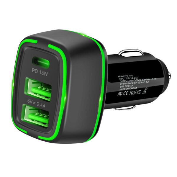ACC-178 30W Dual USB+USB-C/Typ-C Schnelllade-Autoladegerät Schwarz – Bild 2