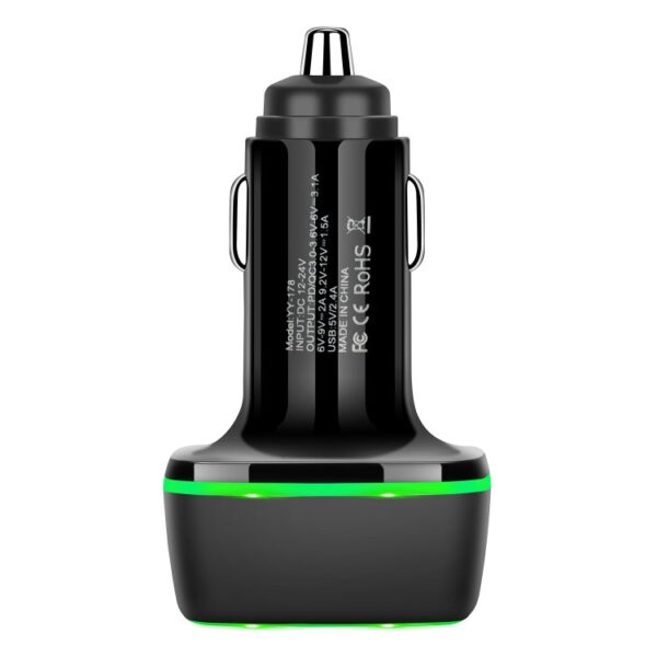 ACC-178 30W Dual USB+USB-C/Typ-C Schnelllade-Autoladegerät Schwarz – Bild 3