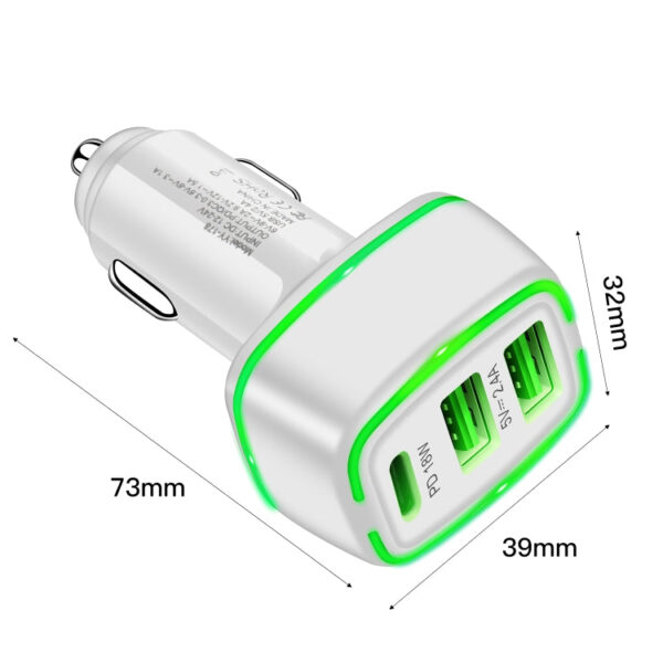 ACC-178 30W Dual USB+USB-C/Typ-C Schnelllade-Autoladegerät Schwarz – Bild 5