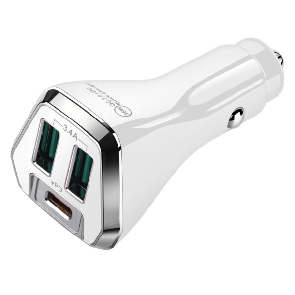 ACC-320PD 35W Dual USB+USB-C/Typ-C Schnelllade-Autoladegerät (Weiß) – Bild 2