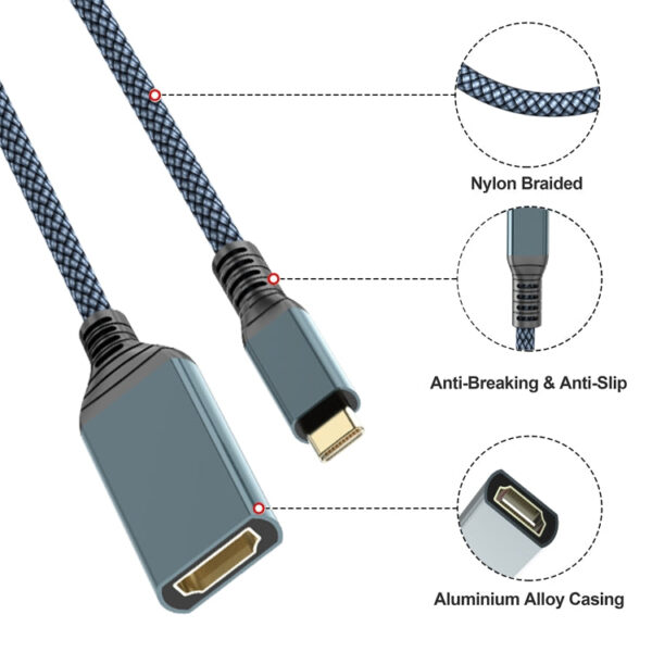 HDMI-zu-USB-C/Typ-C 4K 30Hz HD-Kabel, Länge: 0,2 m – Bild 3