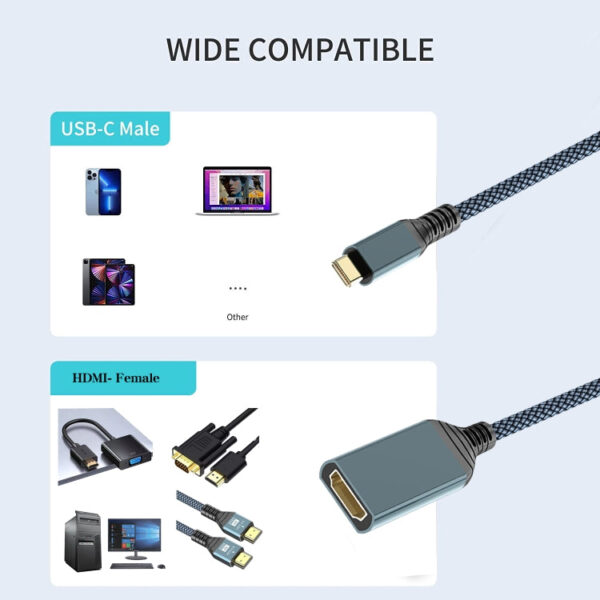 HDMI-zu-USB-C/Typ-C 4K 30Hz HD-Kabel, Länge: 0,2 m – Bild 6