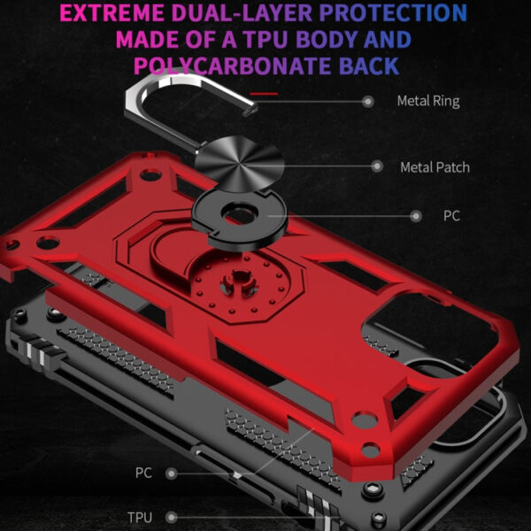 Für iPhone 12 Pro Max Stoßfeste TPU + PC-Schutzhülle mit um 360 Grad drehbarem Halter (rot) – Bild 3