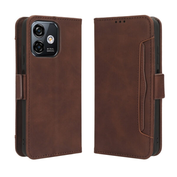 Für Ulefone Note 16 Pro Hautgefühl Kalbstextur Kartenfächer Leder Handyhülle (Braun) – Bild 4