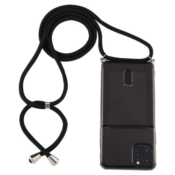 iPhone 12/12 Pro Transparente TPU-Schutzhülle mit Lanyard & Kartensteckplatz (schwarz)