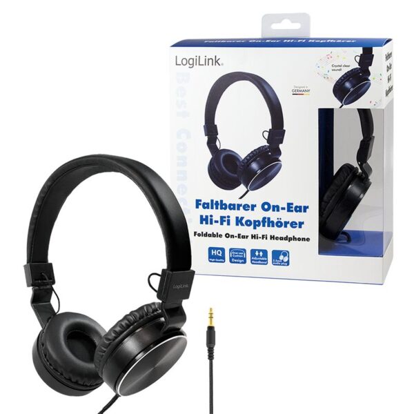 LogiLink Faltbarer Stereo Kopfhörer, schwarz – Bild 2