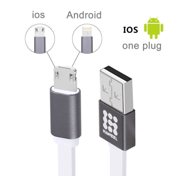Haweel 1m Lade&Datenkabel Lightning & MicroUSB in einem Stecker – Bild 2