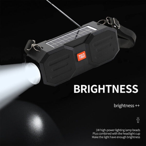 Outdoor Solar Bluetooth Lautsprecher mit FM / Taschenlampe / TF-Kartensteckplatz (Schwarz Blau) – Bild 3
