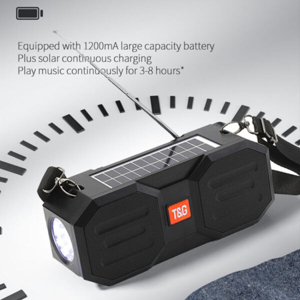 Outdoor Solar Bluetooth Lautsprecher mit FM / Taschenlampe / TF-Kartensteckplatz (Schwarz Blau) – Bild 4