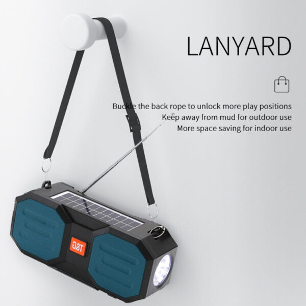 Outdoor Solar Bluetooth Lautsprecher mit FM / Taschenlampe / TF-Kartensteckplatz (Schwarz Blau) – Bild 7