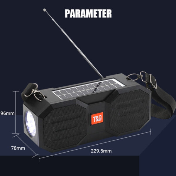 Outdoor Solar Bluetooth Lautsprecher mit FM / Taschenlampe / TF-Kartensteckplatz (Schwarz Blau) – Bild 8