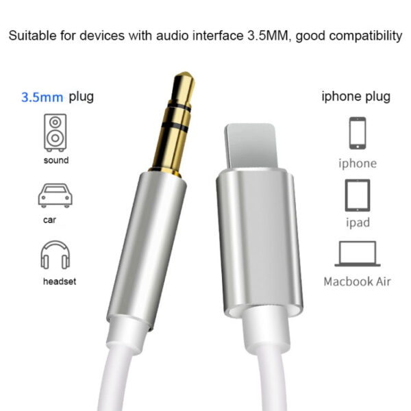 8-poliges AUX-Audioadapterkabel mit 3,5 mm Länge, Länge: 1 m (weiß) – Bild 4