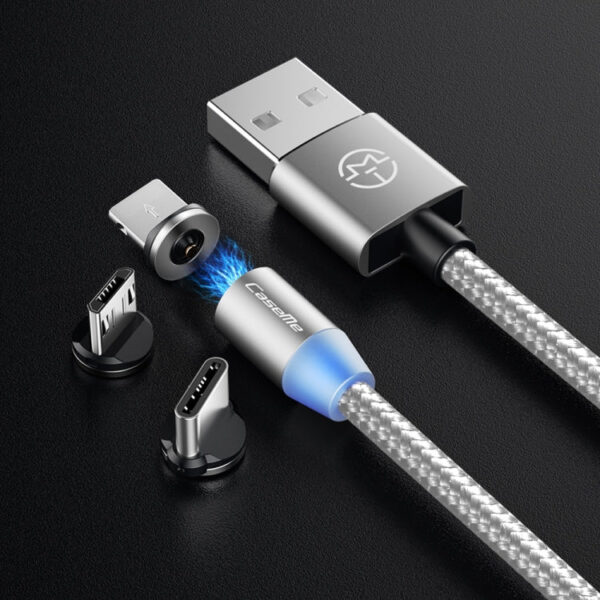3 in 1 Magnet-Ladekabel Typ C / 8 Pin / Micro USB zu USB für Serie 1, Länge: 1 m – Bild 2