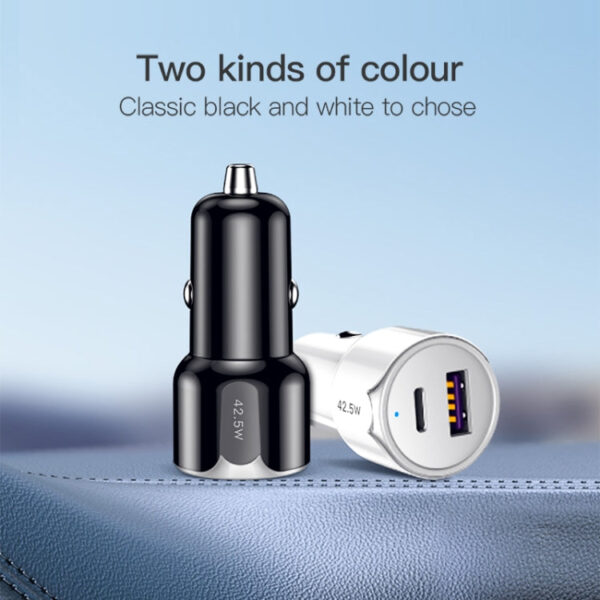 PD + QC3.0 42,5 W Autoladegerät Schnellladegerät Smart Car Charger (Schwarz) – Bild 3