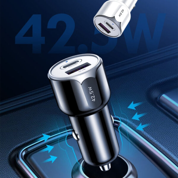 PD + QC3.0 42,5 W Autoladegerät Schnellladegerät Smart Car Charger (Schwarz) – Bild 4