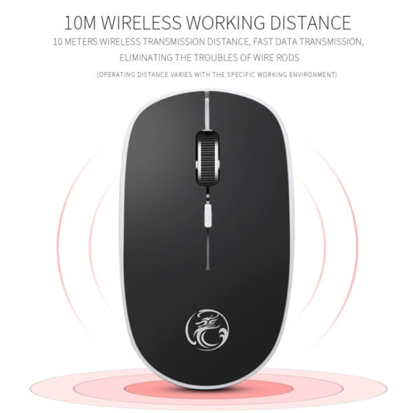 G-1600 4-Tasten 1600 DPI Mini-USB-Aufladung 2.4G Wireless Silent Mouse (Schwarz) – Bild 3