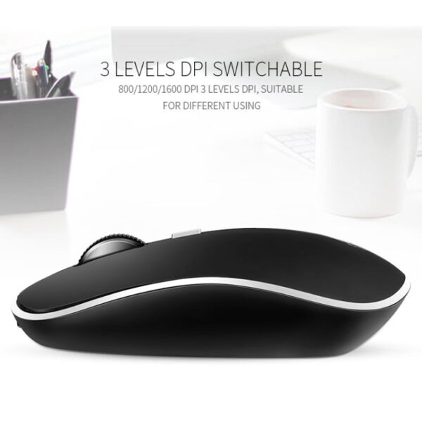 G-1600 4-Tasten 1600 DPI Mini-USB-Aufladung 2.4G Wireless Silent Mouse (Schwarz) – Bild 6