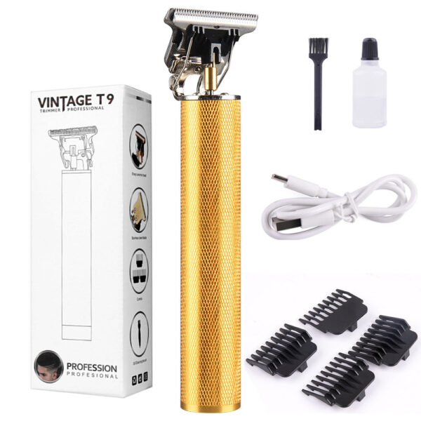 Elektrischer Herren Haar Rasierer Vintage T9 in Gold mit 4 Aufsätzen