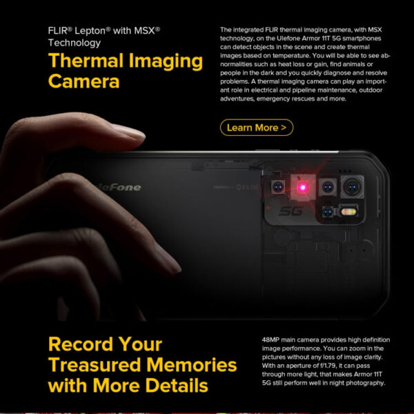 Ulefone 11T 5G Robustes Telefon, Wärmebildkameras, 8GB + 256GB 5200mAh Akku – Bild 8