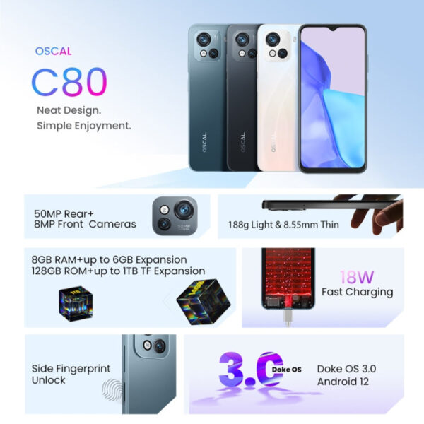 Blackview OSCAL C80, 8GB+128GB, 50MP Kamera – Bild 10