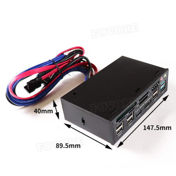 Multifunktion 5.25 "Media Dashboard Kartenleser USB 2,0 USB 3,0 Front Panel – Bild 2