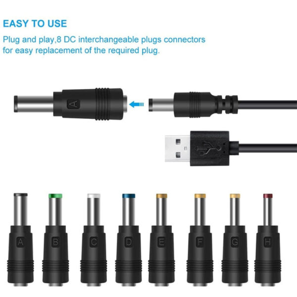 12 in 1 DC-Netzkabel USB-Multifunktionsaustausch-Stecker USB-Ladekabel (schwarz) – Bild 2
