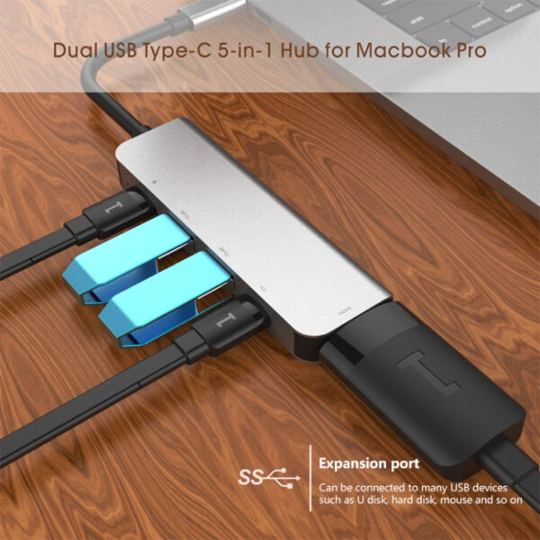 5 in 1 HDMI + USB x 2 + PD x 2 auf USB-C / Typ-C HUB-Adapter – Bild 4