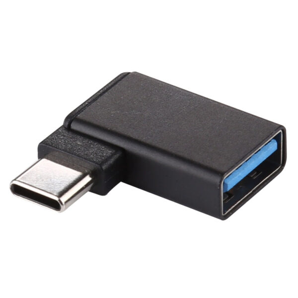 USB-C-Stecker auf USB 3.0-Buchse, 90-Grad-Winkelkopf-Aluminium-Adapter (schwarz) – Bild 3